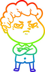 rainbow gradient line drawing cartoon angry man