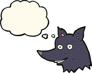 cartoon wolf head with thought bubble