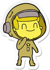sticker of a happy cartoon astronaut