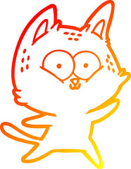 Obraz premium warm gradient line drawing cartoon cat