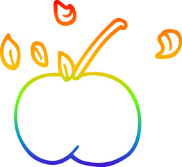 rainbow gradient line drawing cartoon juicy apple