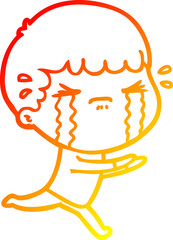 Obraz premium warm gradient line drawing cartoon man crying