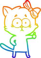 rainbow gradient line drawing cartoon cat