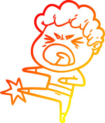 warm gradient line drawing cartoon furious man