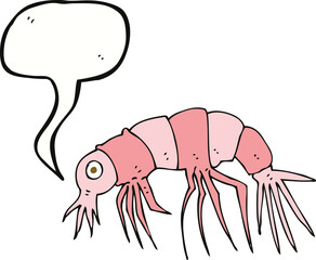 cartoon shrimp with speech bubble
