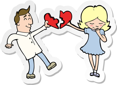 sticker of a cartoon couple in love