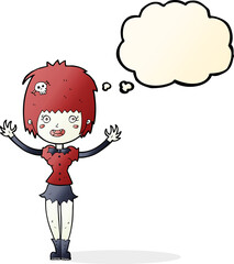 cartoon vampire girl with thought bubble