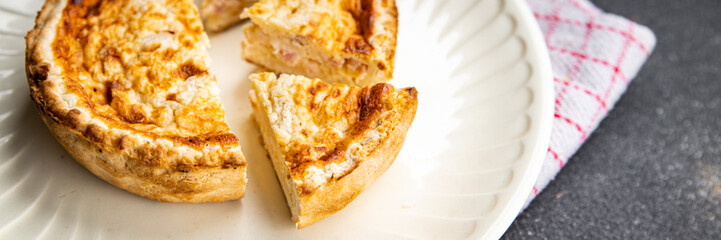 meat quiche savory pie stuffing meal food snack on the table copy space food background rustic top view