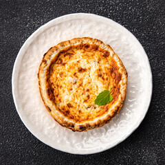 meat quiche savory pie stuffing meal food snack on the table copy space food background rustic top view