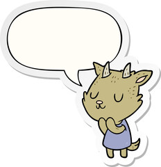 cute cartoon goat and speech bubble sticker