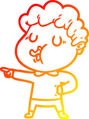 warm gradient line drawing cartoon man singing