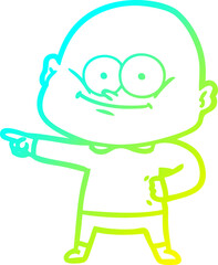 Fototapeta premium cold gradient line drawing cartoon bald man staring