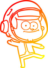 warm gradient line drawing happy astronaut cartoon