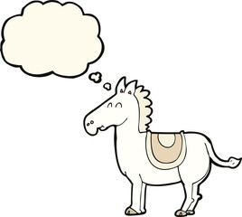 cartoon donkey with thought bubble