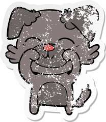 distressed sticker of a cartoon dog