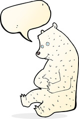 cartoon happy polar bear with speech bubble