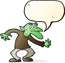 cartoon goblin with speech bubble