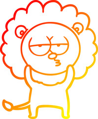 warm gradient line drawing cartoon bored lion