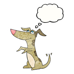 thought bubble textured cartoon dog