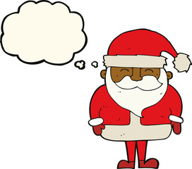 cartoon santa claus with thought bubble