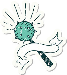 grunge sticker of tattoo style medieval mace