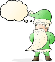 cartoon santa claus with thought bubble