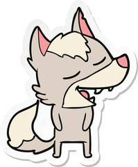sticker of a cartoon wolf laughing