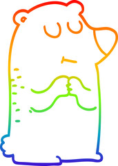 rainbow gradient line drawing cartoon polar bear