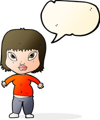 cartoon overweight woman with speech bubble