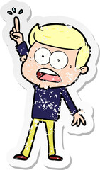 distressed sticker of a cartoon shocked man