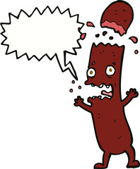 cartoon sausage with thought bubble