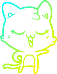 cold gradient line drawing happy cartoon cat