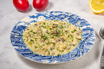 Magiritsa - Greek lamb soup with egg and lemon sauce. Traditional Easter dish