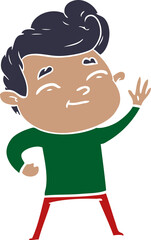 happy flat color style cartoon man