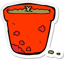 sticker of a cartoon flower pot