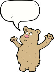 cartoon funny bear with speech bubble