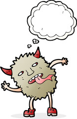 funny cartoon monster with thought bubble