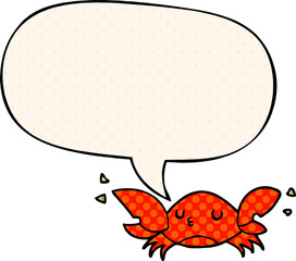 cartoon crab and speech bubble in comic book style