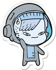 sticker of a cartoon astronaut woman