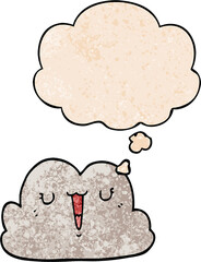 cute cartoon cloud and thought bubble in grunge texture pattern style