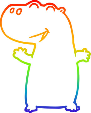 recommend clip art: rainbow gradient line drawing cartoon hippopotamus