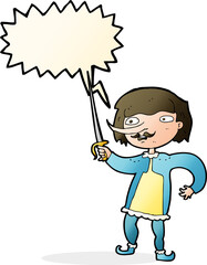 Fototapeta premium cartoon man with sword with speech bubble