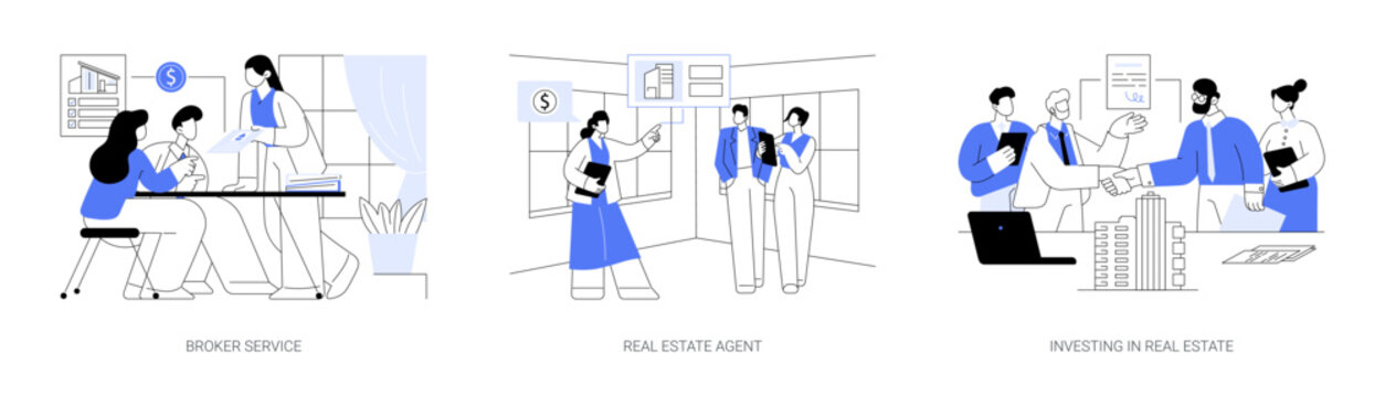 Real estate business abstract concept vector illustrations.