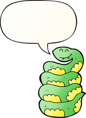 cartoon snake and speech bubble in smooth gradient style