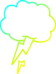 cold gradient line drawing cartoon thunder and lightening