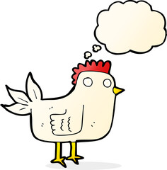 cartoon hen with thought bubble