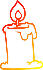 warm gradient line drawing cartoon candle burning