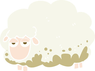 flat color illustration of a cartoon muddy winter sheep