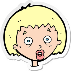 sticker of a cartoon shocked woman