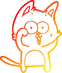 warm gradient line drawing funny cartoon cat